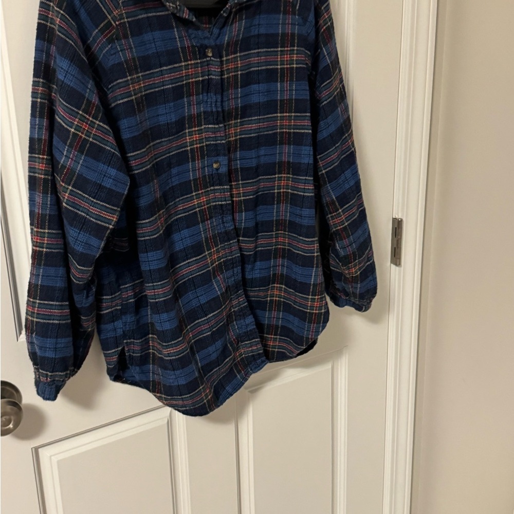 American Eagle Blue and Red Plaid Shirt